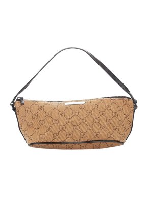 Gucci Vintage Beige Canvas Boat Baguette