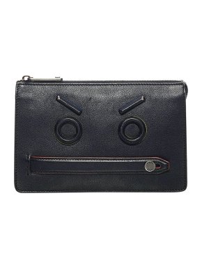 Fendi Black Leather Monster Clutch Bag