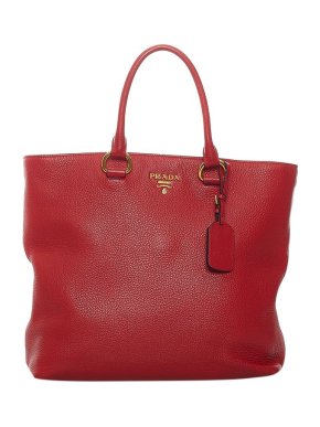 Prada Red Leather Daino Tote Bag