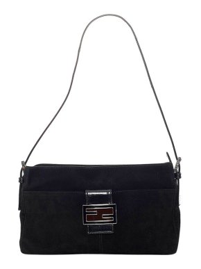 Fendi Vintage Black Suede Baguette