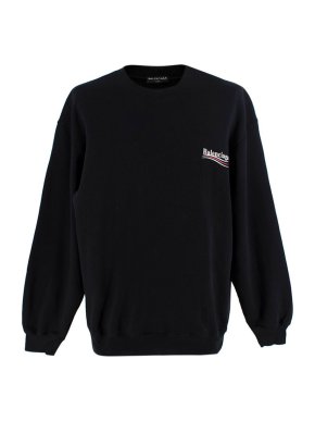 Balenciaga Black Political Logo Cotton Jersey Sweatshirt