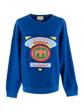 Gucci Electric Blue Cotton Jersey Loved Logo Sweatshirt