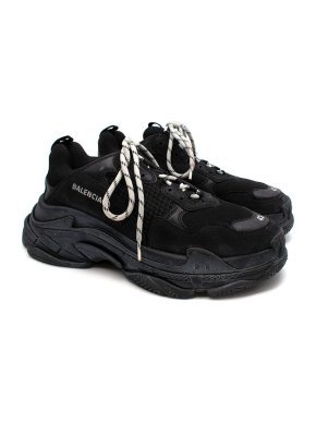 Balenciaga Black Suede & Mesh Triple S Sneakers