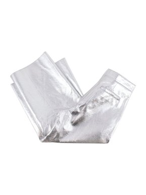 MSGM Metallic Silver Faux Leather Trousers