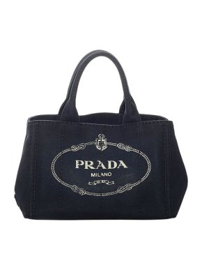 Prada Denim Canapa Logo Tote Bag