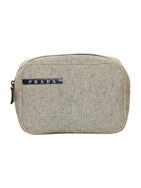 Prada Linea Rossa Grey Canvas Pouch