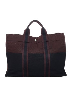 Hermes Vintage Bicolour Canvas Fourre Tout MM Tote Bag