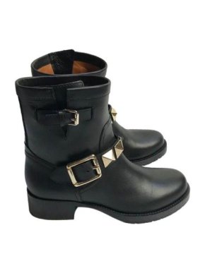Valentino Garavani Black Leather Biker Boots
