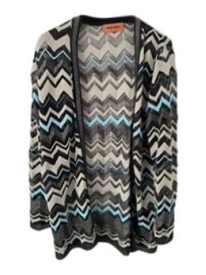 Missoni Black, Silver & Blue Zig-Zig Longline Cardigan