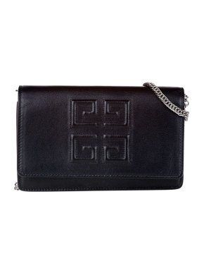 Givenchy Black Leather Anagram Chain Wallet