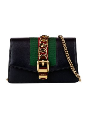 Gucci Black Leather Super Mini Sylvie Bag