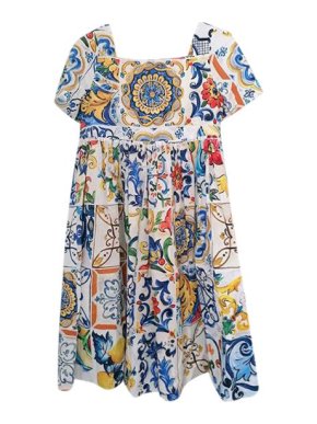 Dolce & Gabbana Majolica Print Cotton Dress