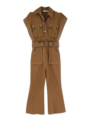 Zimmermann Brown Wool Twill Zippy Jumpsuit