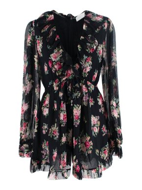 Zimmermann Black Floral Silk Honour Floating Playsuit