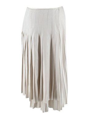 Fendi Ivory Pinstripe Pleated Silk Skirt