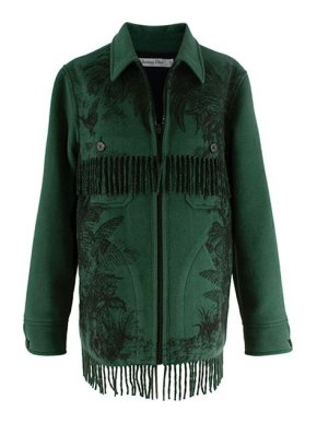 Dior Palm Printed Dark Green Felt Jacket