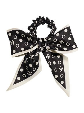 Chanel Black & white Coco Spots twilly & scrunchie