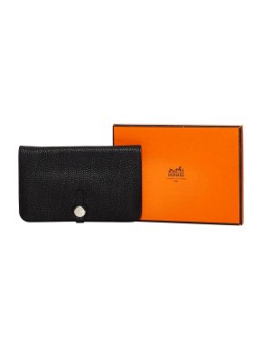 Hermes Black Togo Leather Dogon Duo Wallet