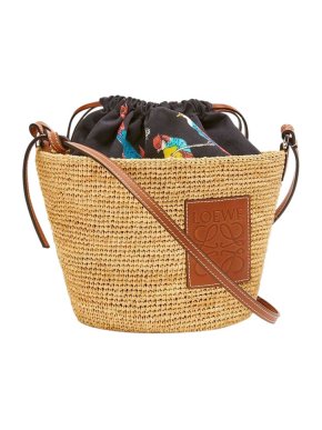Loewe Pochette Parrot bag in raffia and calfskin