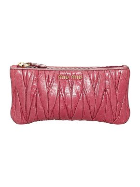 Miu Miu Pink Matelasse Leather Pouch