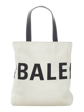 Balenciaga White Canvas Logo Everyday Tote Bag