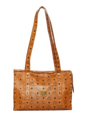 MCM Cognac Visetos Leather Tote Bag