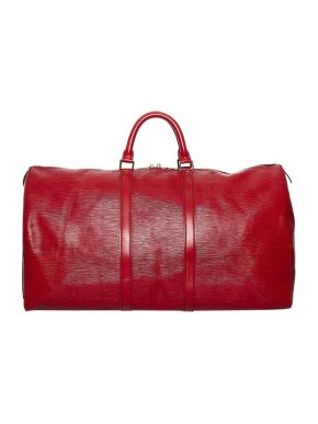 Louis Vuitton Red Epi Leather Keepall 55 Weekend Bag