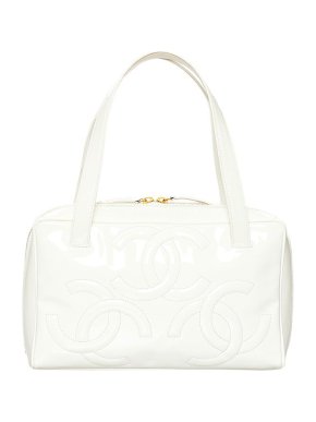 Chanel Vintage White Patent Triple Coco Bag