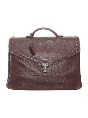 Bottega Veneta Brown Leather Intrecciato Business Bag