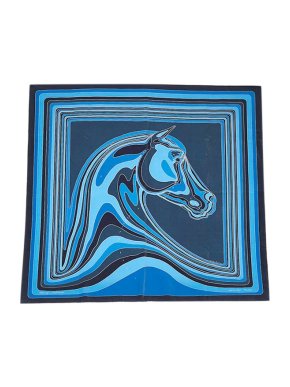 Hermes Blue Silk Pegase Paysage Silk Scarf 90