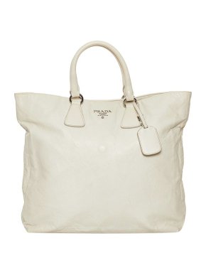 Prada Ivory Leather Tote Bag