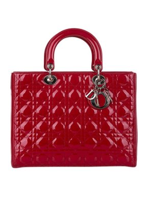 Red Patent Leather Cannage Lady Dior Bag