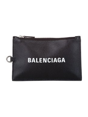 Balenciaga Black Leather Logo Everyday Pouch