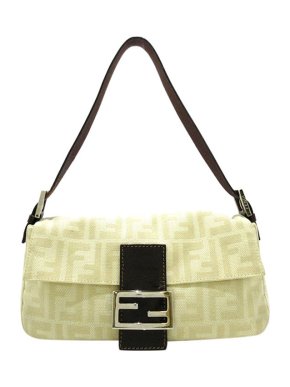 Fendi Vintage Ivory Zucca Canvas Mamma Baguette