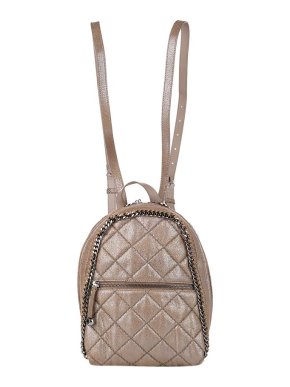 Stella McCartney Silver Metallic Shaggy Deer Quilted Falabella Backpack
