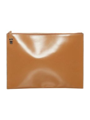 Prada Tan Brown Leather Clutch Bag