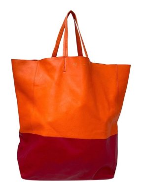 Celine Orange & Pink Leather Cabas Tote Bag