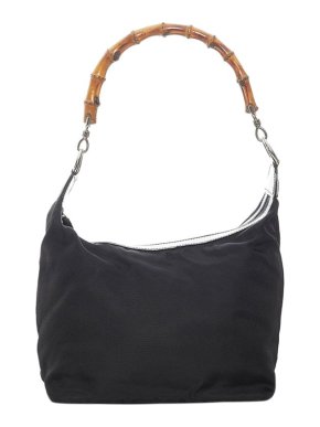 Gucci Vintage Black Nylon Bamboo Handle Bag