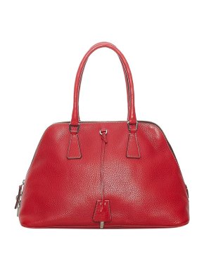 Prada Red Leather Boston Bag