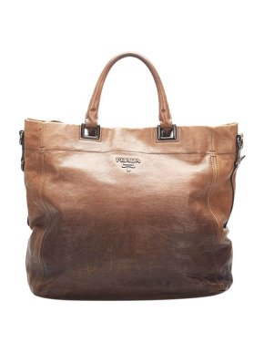 Prada Brown Vitello Shine Tote Bag