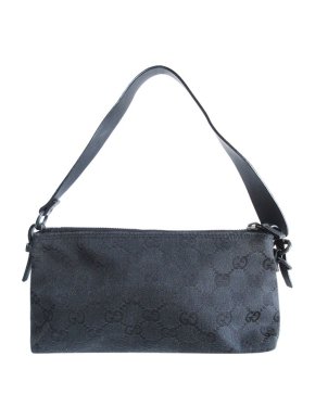 Gucci Vintage Black GG Canvas Baguette