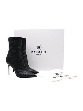 Balmain Black Quilted Leather Skye Heeled Ankle Boots