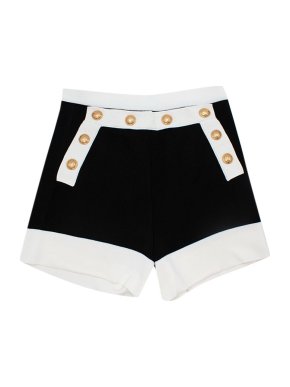 Balmain Double Breasted Black & White Knitted Shorts