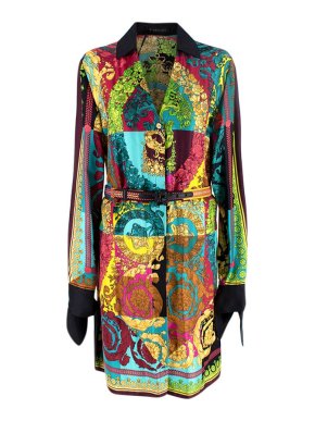 Versace Multicolor Voyage Barocco Printed Shirt Dress