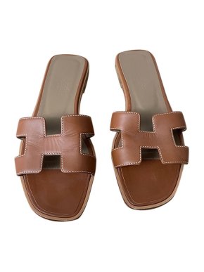 Hermes Tan Leather Oran Sandals