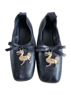 Loewe Black Leather William De Morgan Dodo Charm Ballerinas
