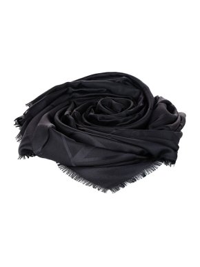 Valentino Garavani Black Vlogo Wool-Silk Jacquard Shawl