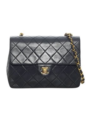 Chanel Black Leather Quilted Double Flap Bag