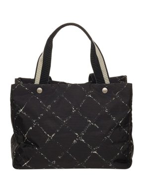 Chanel Vintage Black Nylon Old Travel Line Tote Bag