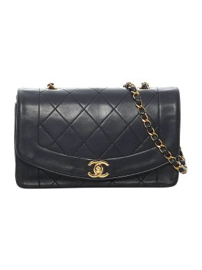 Chanel Vintage Black Leather Diana Flap Bag
